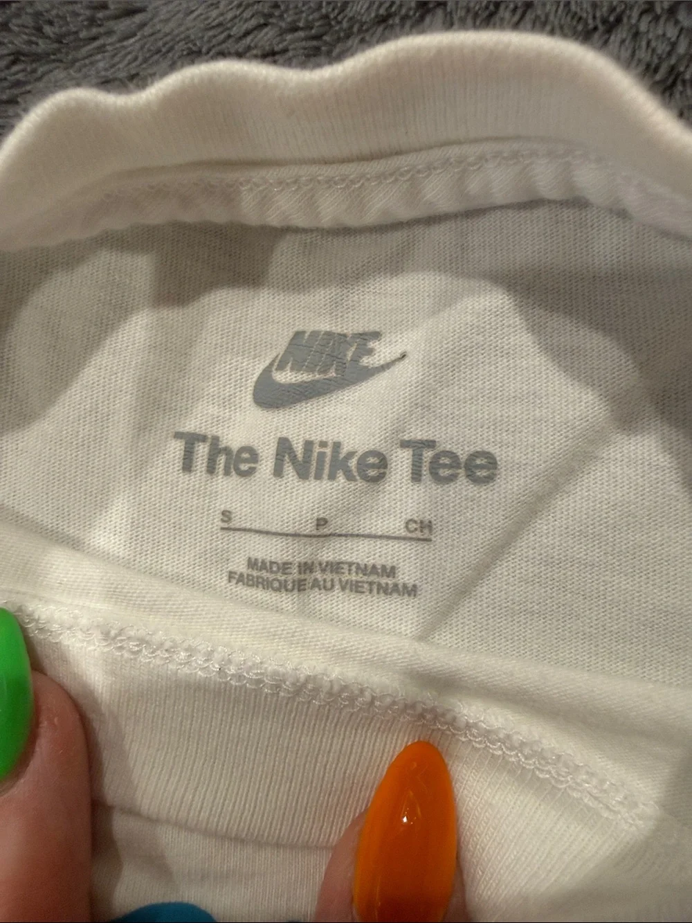 Nike White Kids' Graphic Tee with Orange & Blue Print